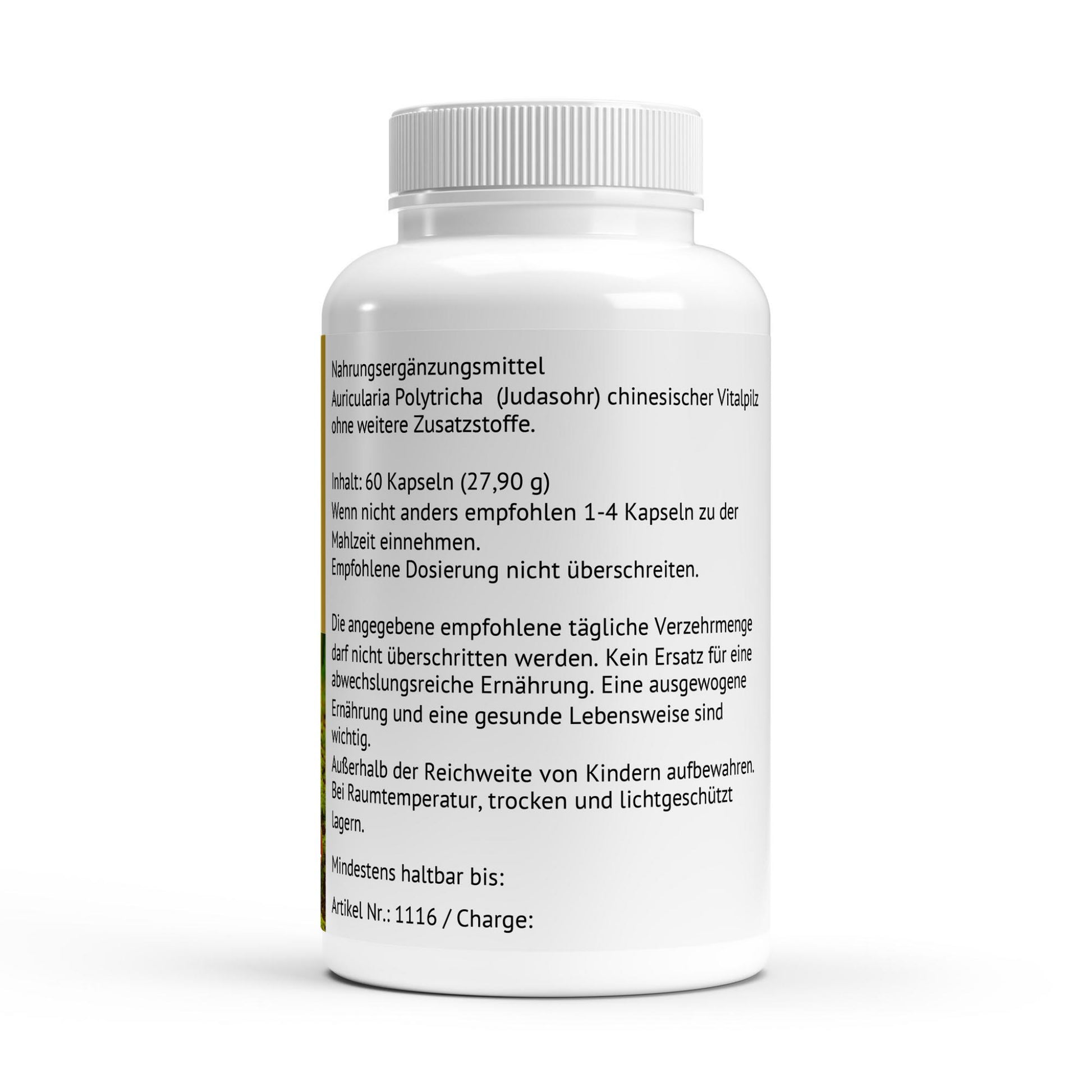Anwendungshinweise Auricularia Vitalpilz Kapseln.