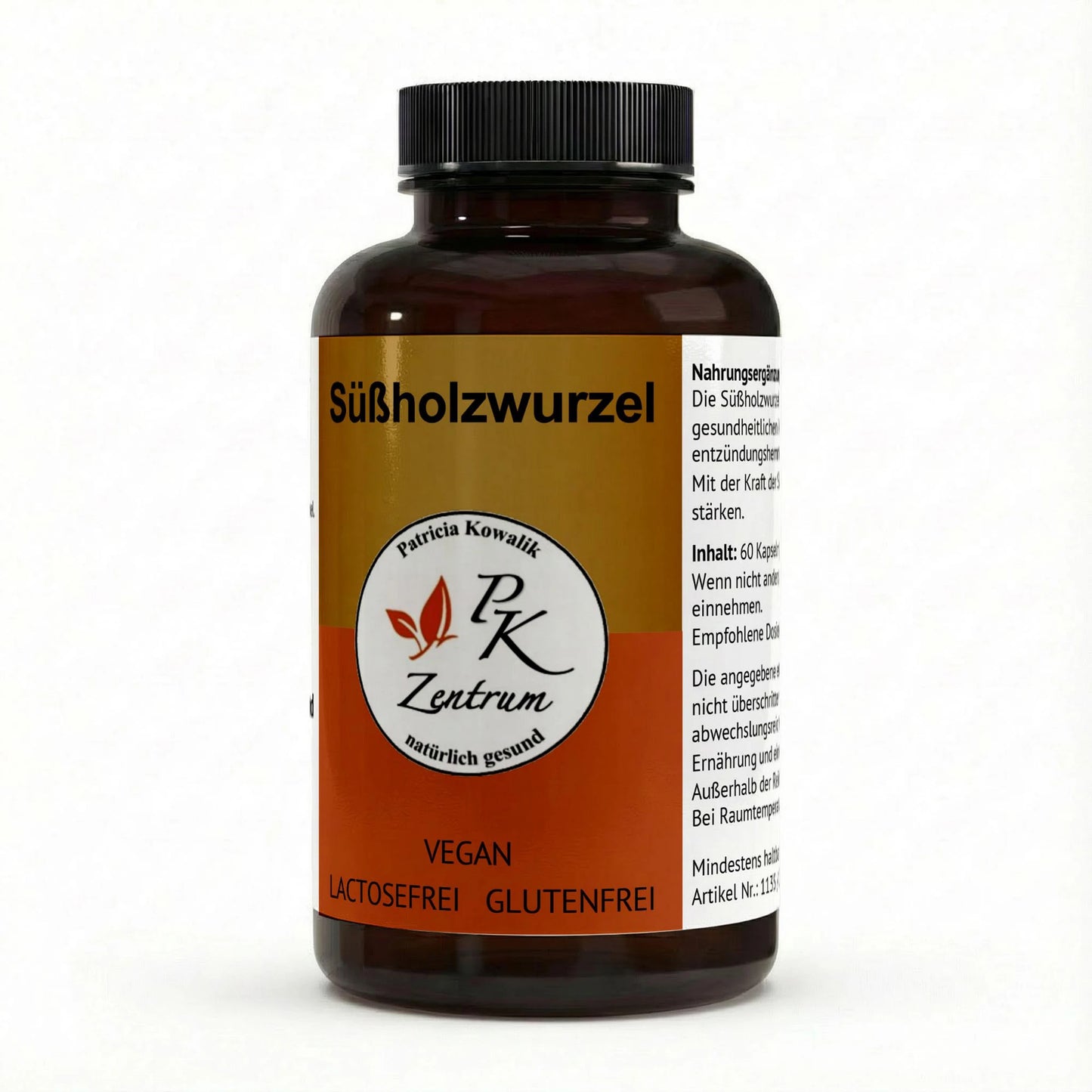 PK Zentrum natürlich gesund Dose Vorderseite Süßholzwurzel kapseln natürliches Nahrungsergänzungsmittel, vegan, laktosefrei und glutenfrei in der 60er Packung.