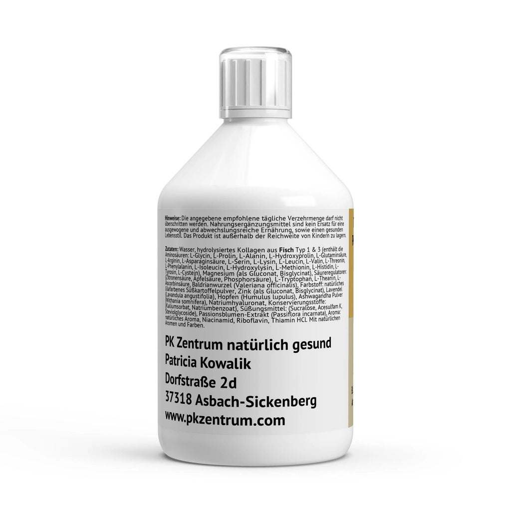 Detaillierte Zutatenliste des hydrolysierten Fischkollagens Typ 1 & 3 und Herstellerinformationen von PK Zentrum natürlich gesund.